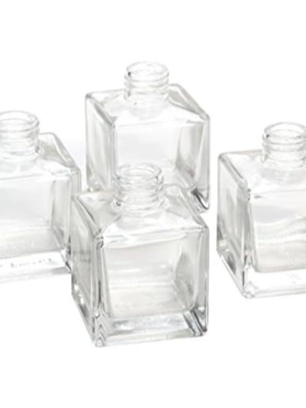 Set of 4 Square Glass Diffuser Bottles - 3.25" High. Ideal for Use with Essentia